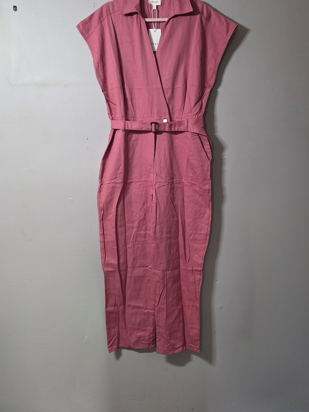 Belted Pink Utility Jumpsuit